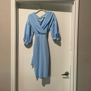 Baby Blue Boohoo Wrap Dress, Size 8.